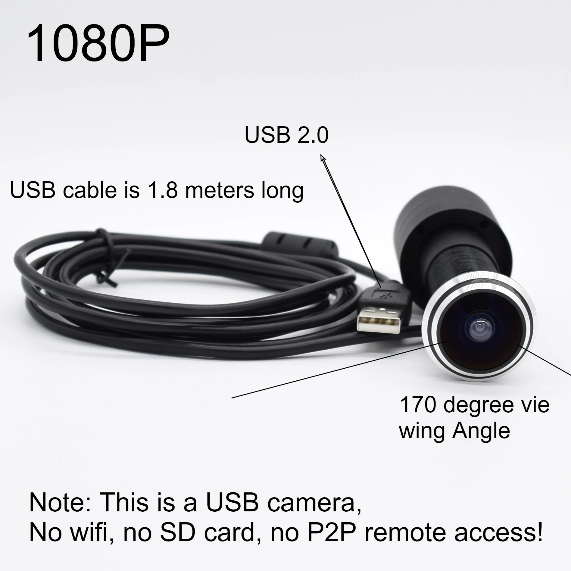 Door Eye Hole USB Camera 1080P Wide‑Angle Peephole Camera