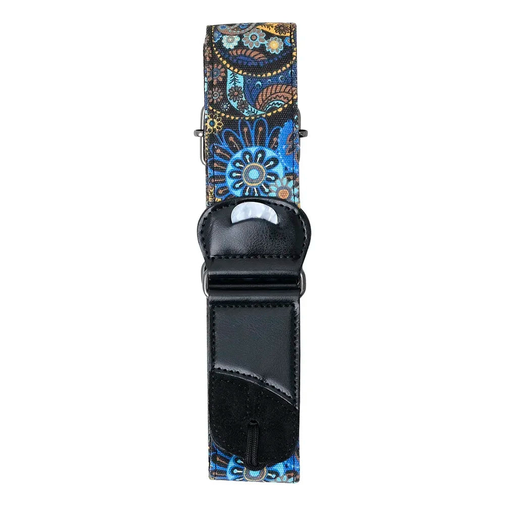 Justerbar mönstrad gitarrrem med förvaringsficka för plektrum