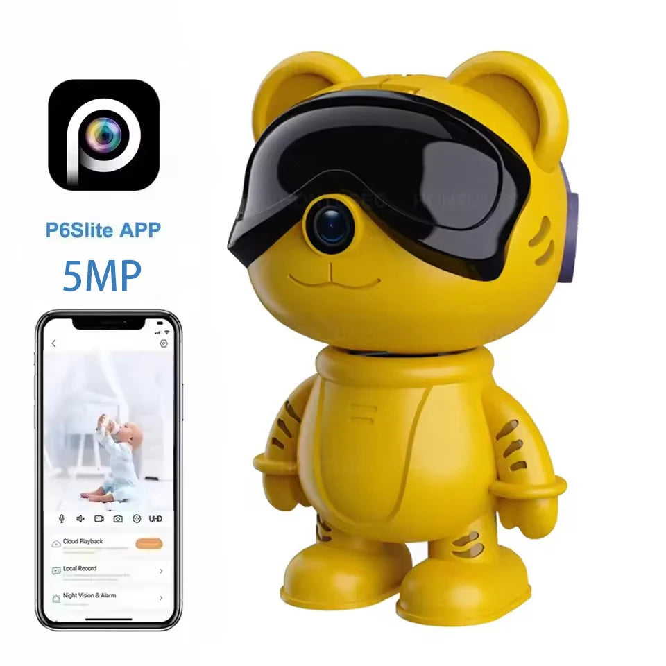 Caméra de surveillance intérieure sans fil 5MP WiFi Vision nocturne PTZ Son à deux voies Protection de sécurité HD Smart Home P6 Slite Robot Cam