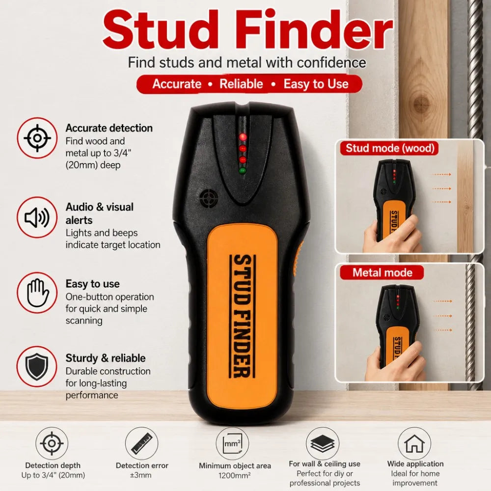 Wood and Metal Stud Sensor with Audible Alert
