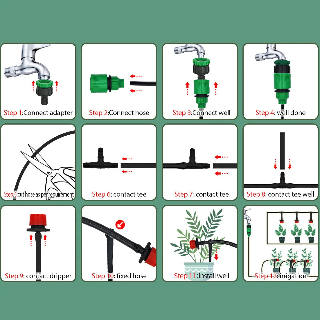 Adjustable Drip Irrigation Kit for Gardens | 15–30m Options