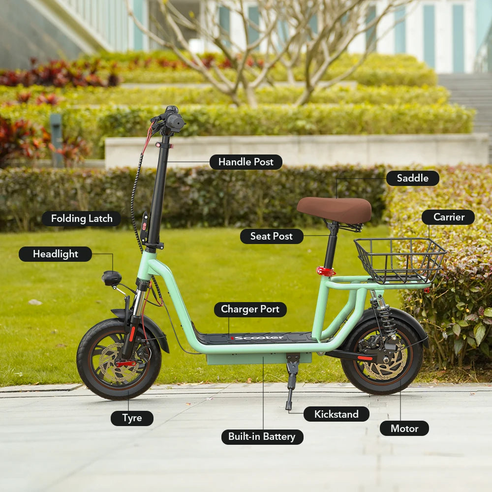 iScooter i12 Electric Scooter with Seat and Basket