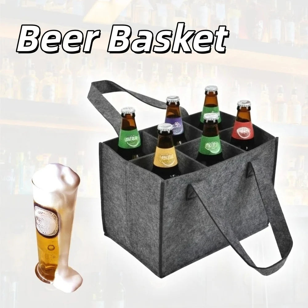 Felt Bottle Carrier with Six Compartments