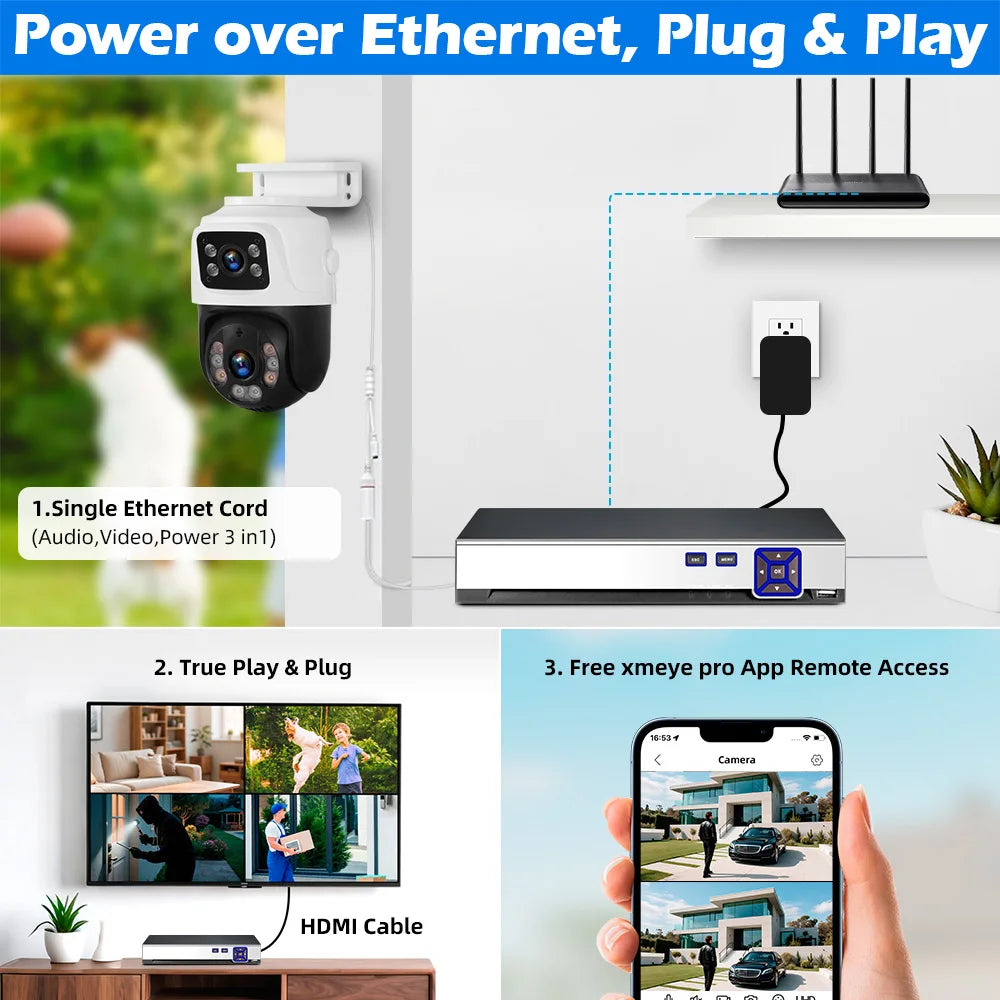 KERUI PoE 8-Channel Security Camera System with 6MP Dual Lens