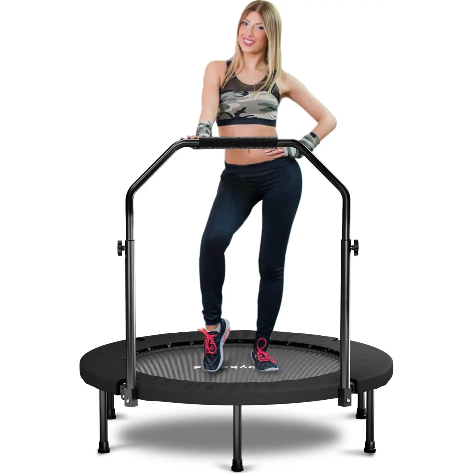 40" skladací fitness trampolína s nastaviteľnou rukoväťou