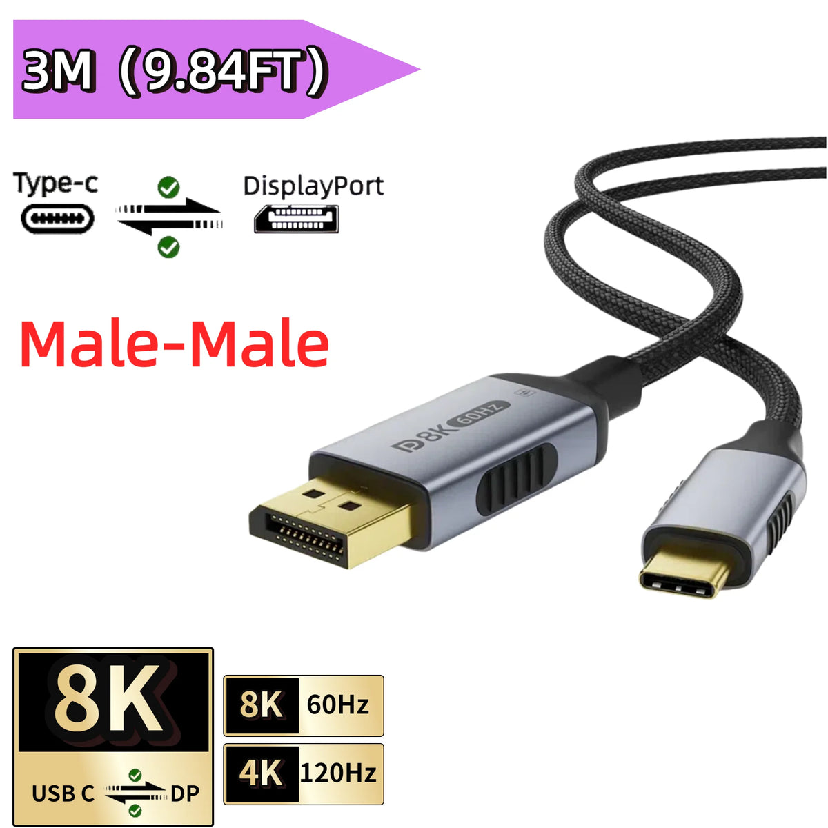 USB-C and DisplayPort Video Cable, Multiple Versions