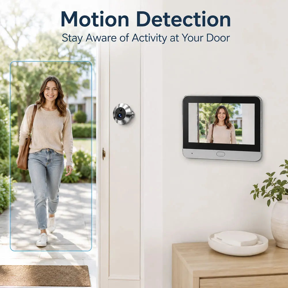 Mini caméras de sonnette WiFi 5 MP avec moniteur intérieur, écran 4.3 pouces, batterie rechargeable 5200 mAh, détection de mouvement PIR, vision nocturne noir et blanc, surveillance à distance, application Tuya, système de sécurité domestique
