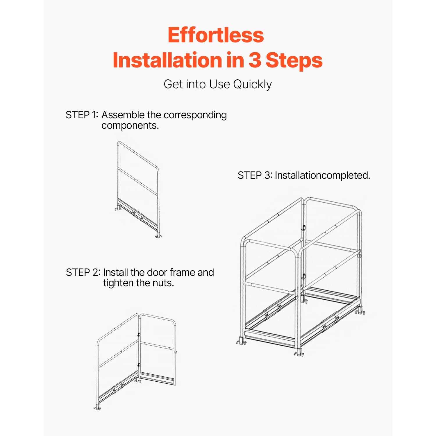 6ft Scaffolding Safety Guardrail System with Carbon Steel Frame
