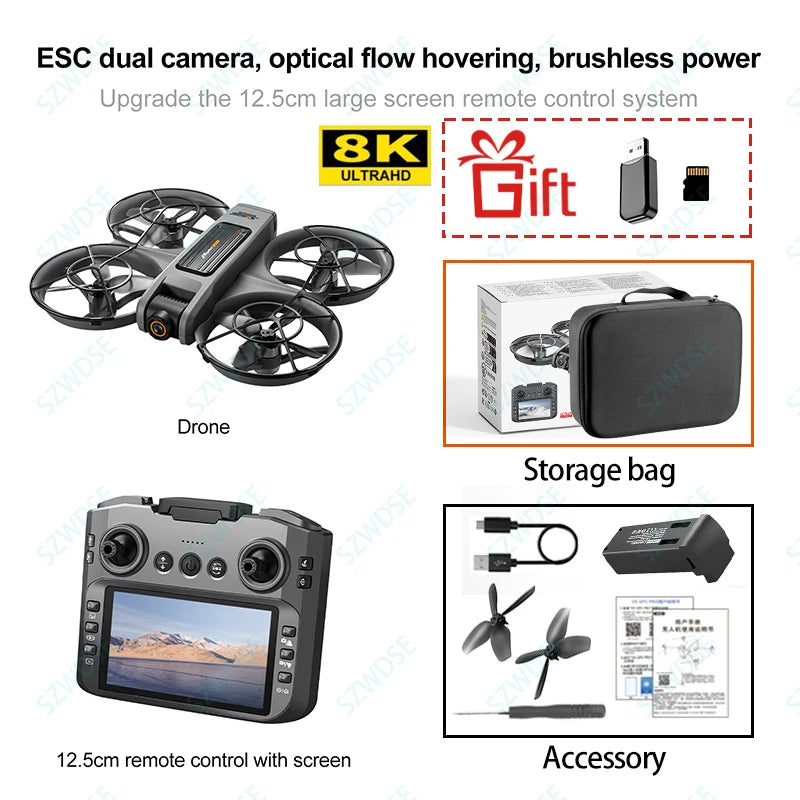 2026 New S156 Quadcopter Aircraft Drone 8K Professional Camera Drone 5G WIFI FPV 4.5 Inch Large Screen Remote Control RC Dron