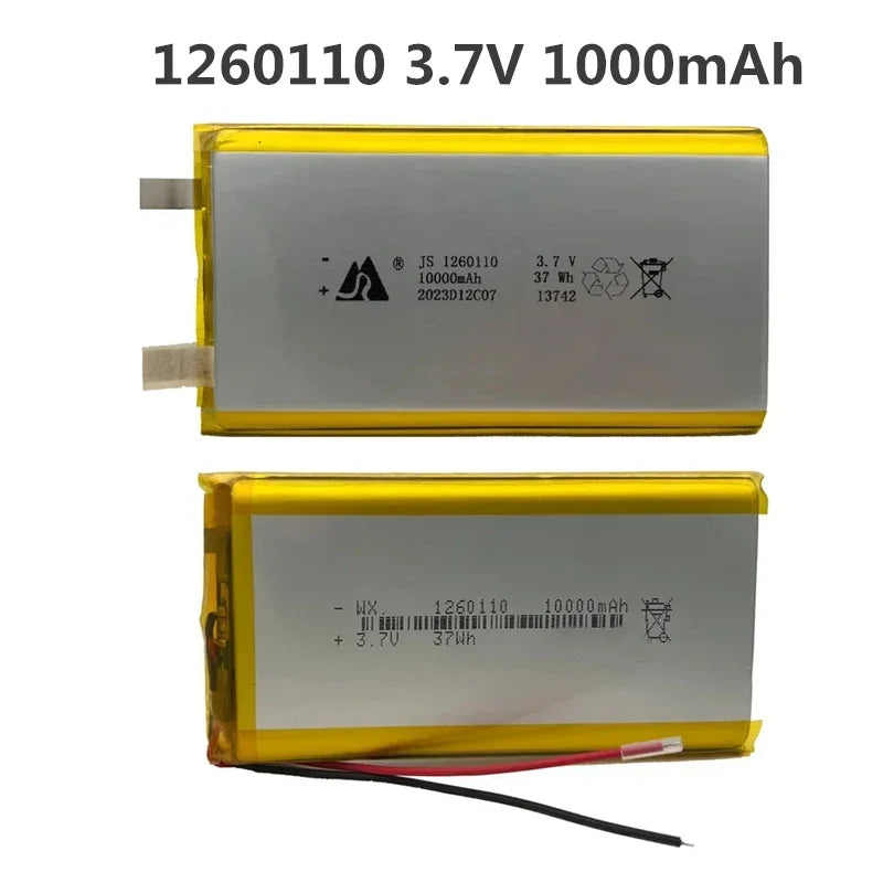 1260110 3.7V Lithium-Polymer Battery, Pack Options