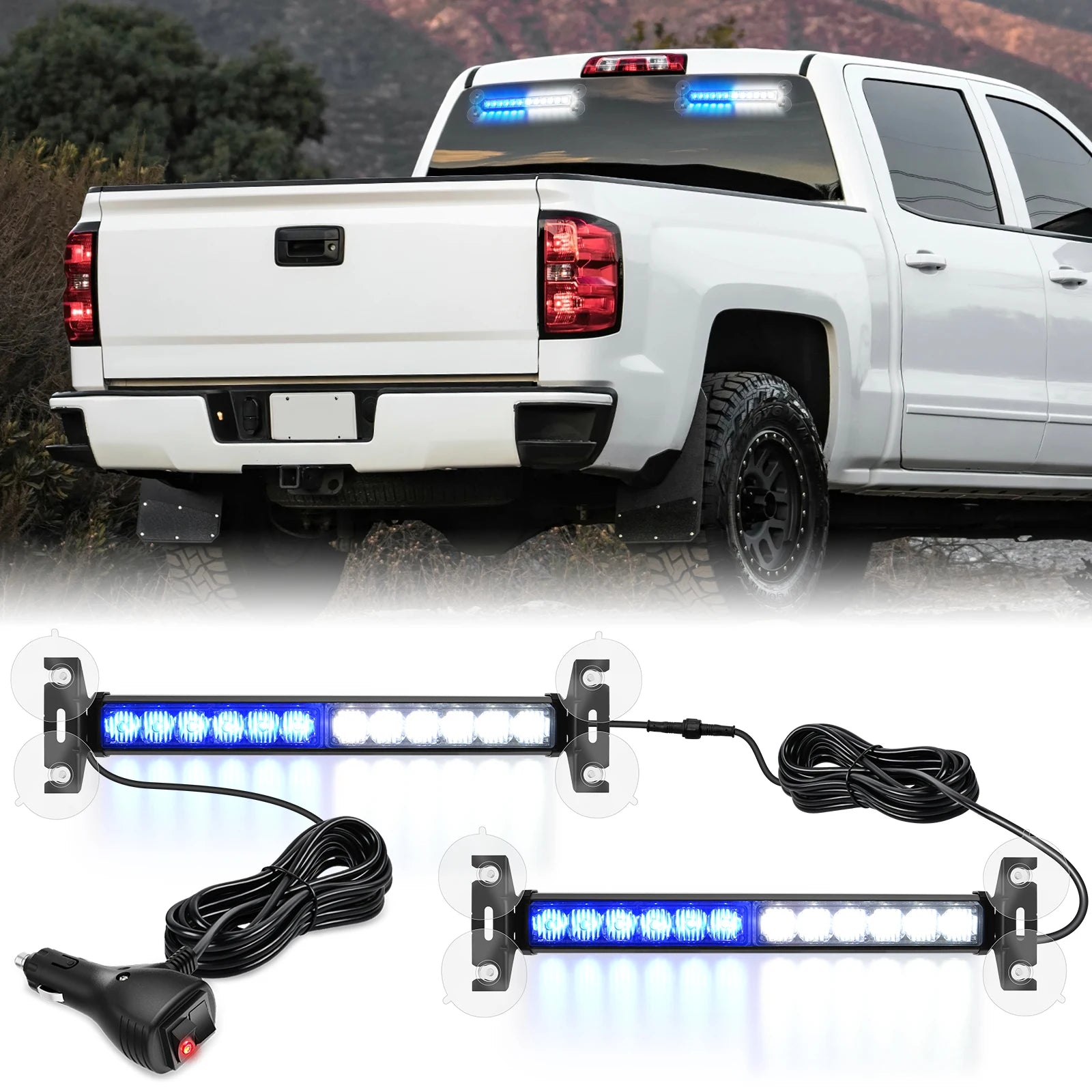 Nilight Automotive Strobe Traffic Advisor Light Bar 2-1 Dash Warning Safety Flashing Light Front/Rear Off-Road Truck Accessories