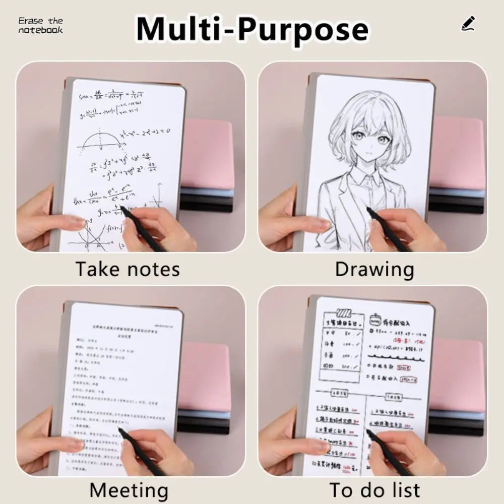 Reusable Dry-Erase Notebook with Folding PU Cover
