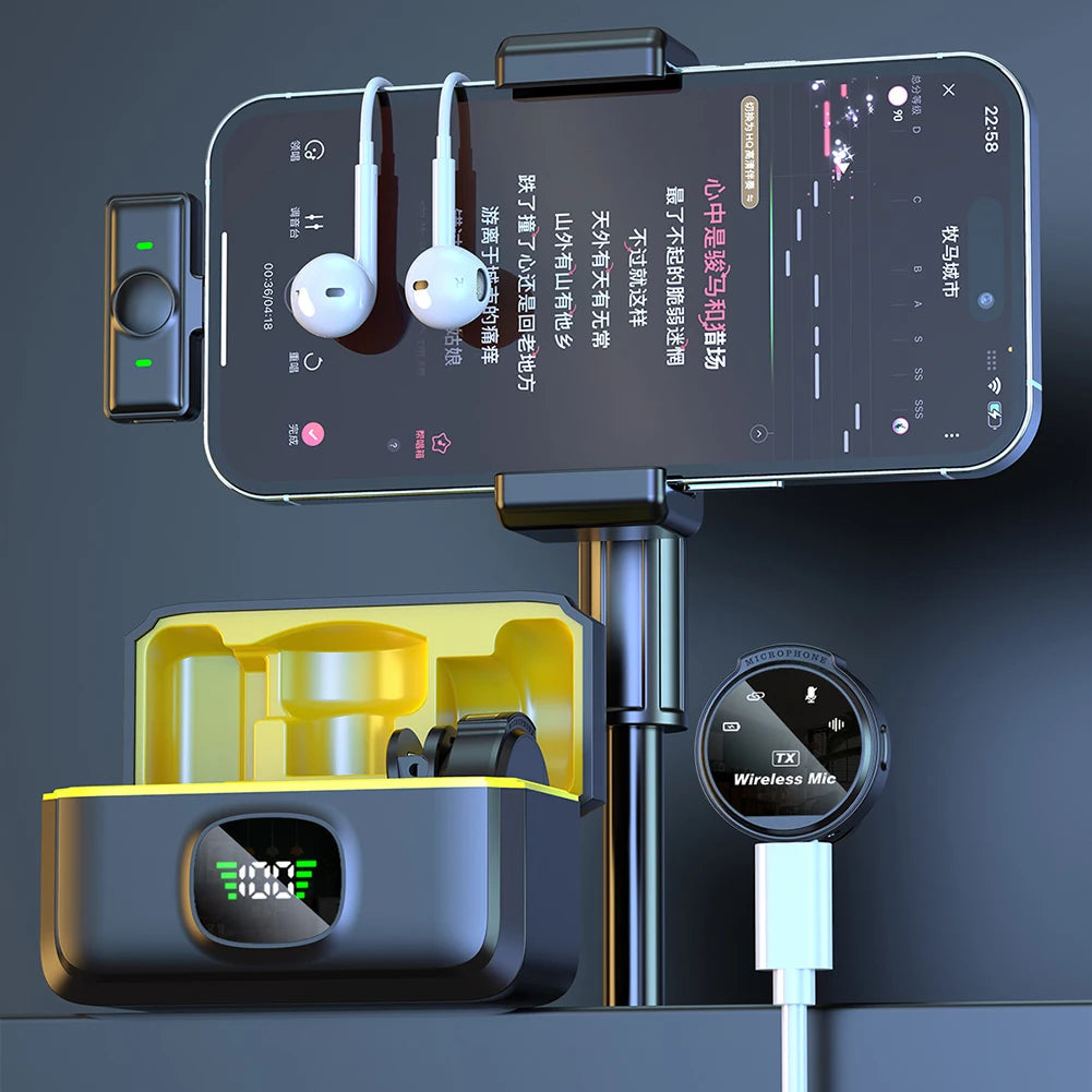 For Xiaomi Wireless Lavalier Lapel Microphone iPhone iOS/Android Type-C Phone Live Game Recording Interview with Magnetic Clip