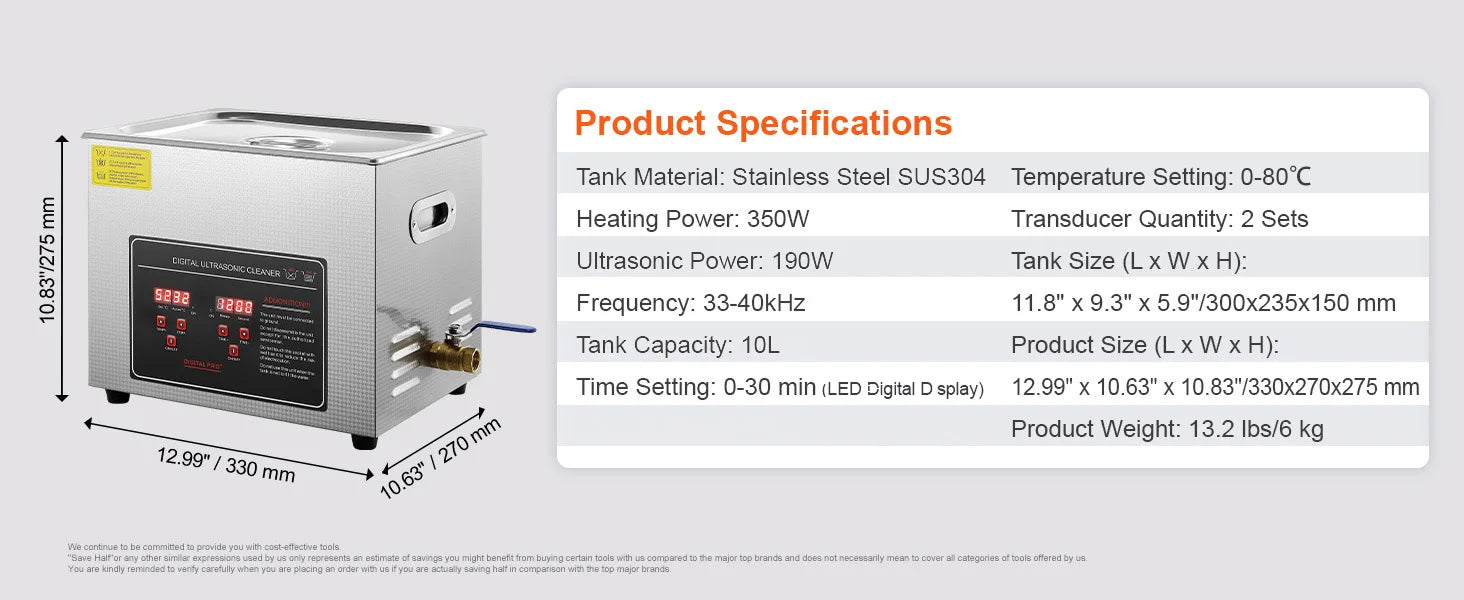 Ultrasonic Cleaner 2L–30L Stainless Steel Deep Cleaning Machine