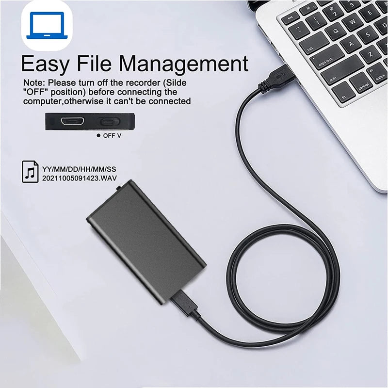 Ultra-Thin Professional Mini Voice Recorder Sound Activated Dictaphone HD Noise Reduce Recording Portable MP3 Player