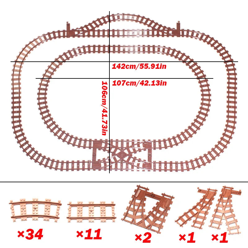 Plast togsporlayout-valg med krysseelementer