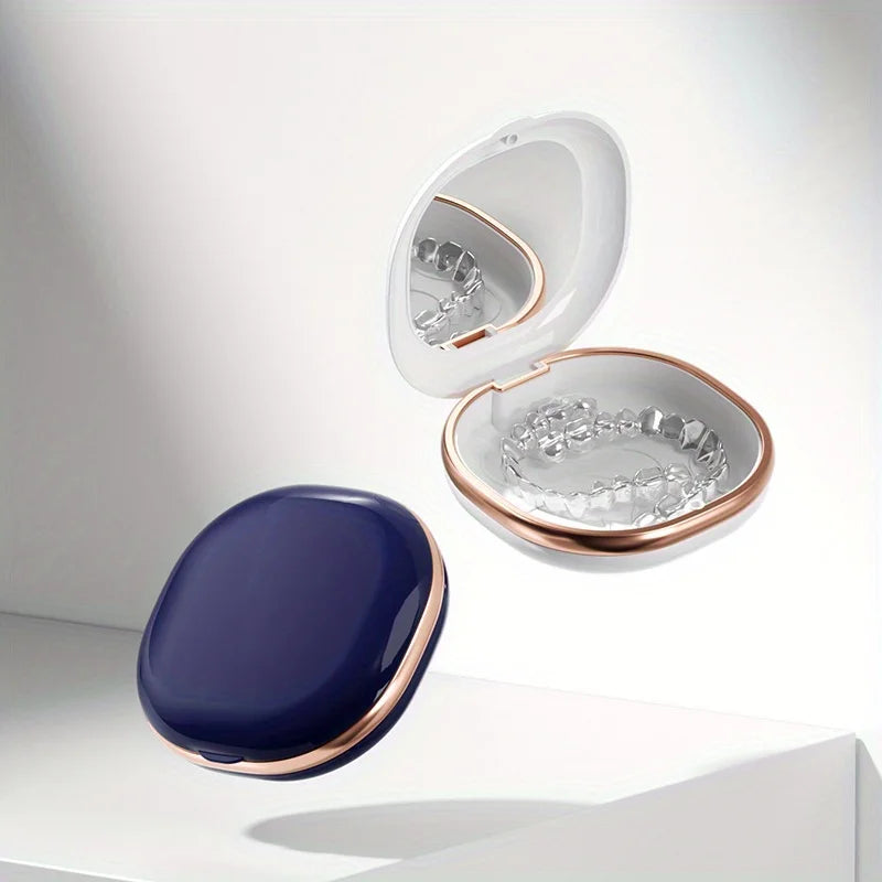 Portable Denture Storage Case with Buckle Lid