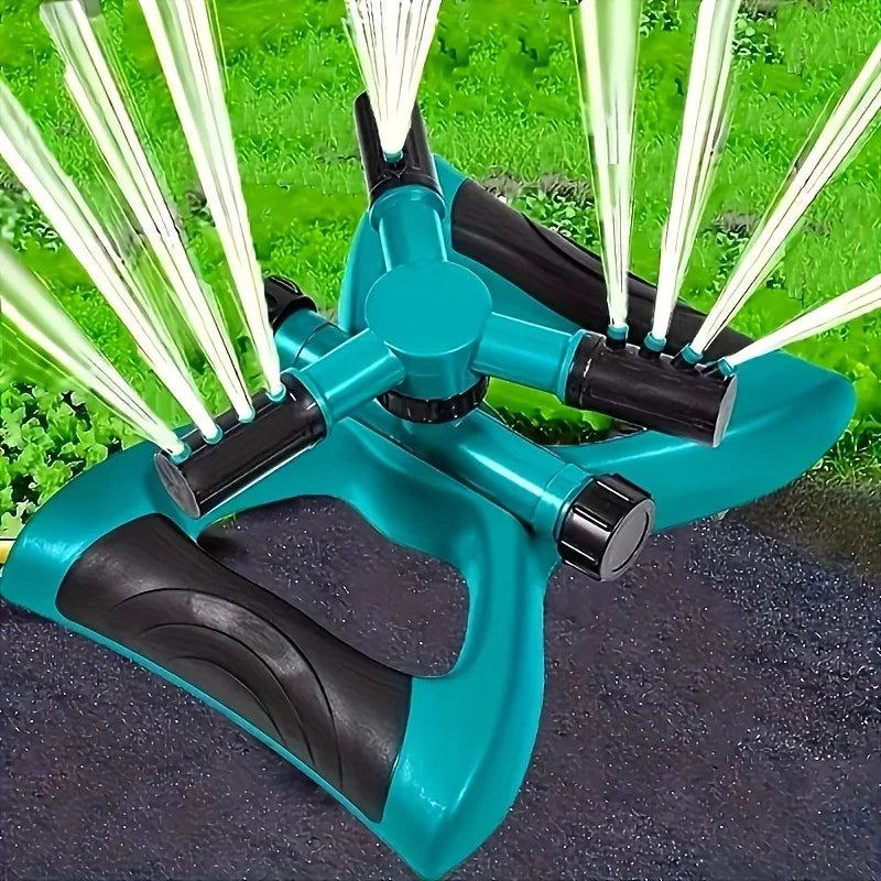 Three-Arm Rotating Garden Sprinkler with Adjustable Nozzles
