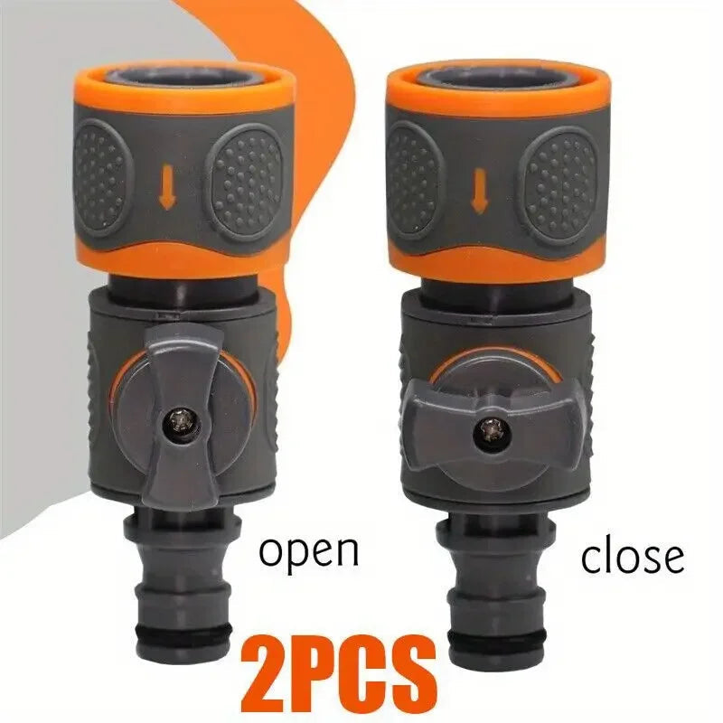 Quick Connect Garden Hose Adapter with Shut-Off Valve - Fit for 1/2", 3/8", 1/4", & 3/4" Hoses Ideal for Lawns Gardens Car Wash