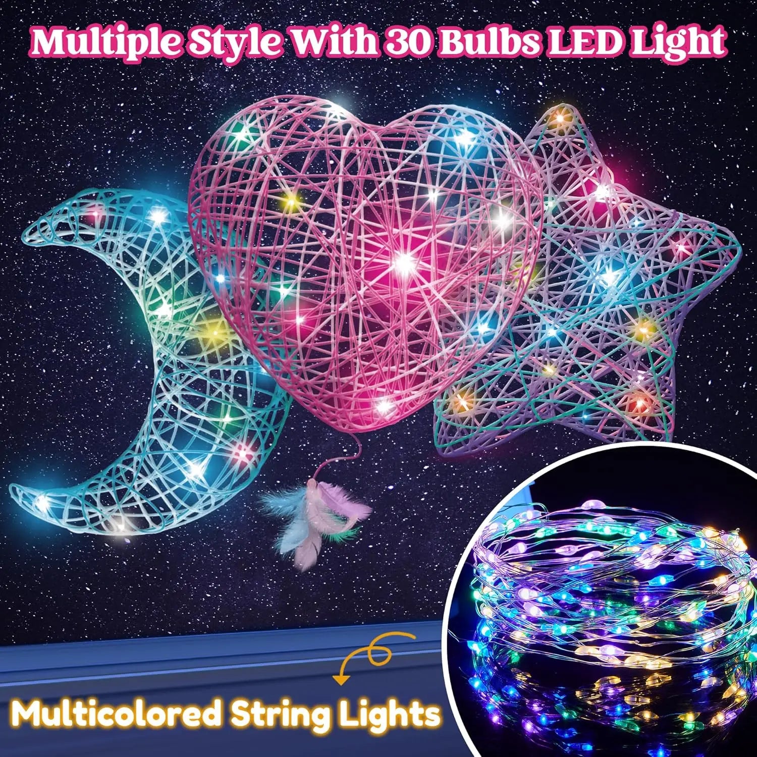 Sada na 3D tvorbu z nití s LED svetlami pre deti Kreatívna remeselná súprava