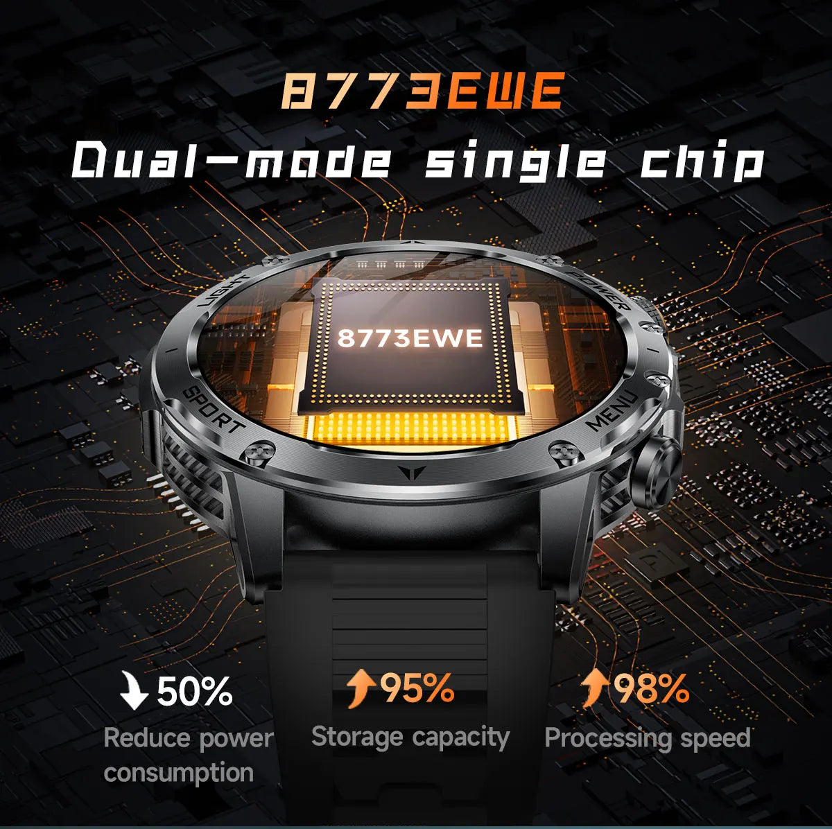 1,7-Inch Bluetooth Bel Smartwatch met Buitenverlichting