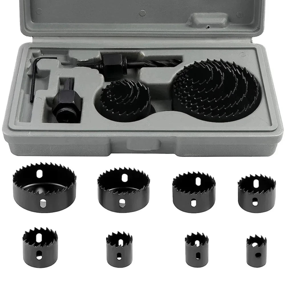 1Set Hole Saw Cutting Set Kit Tools 19-64mm Wood Metal Alloys Circular Round with Case