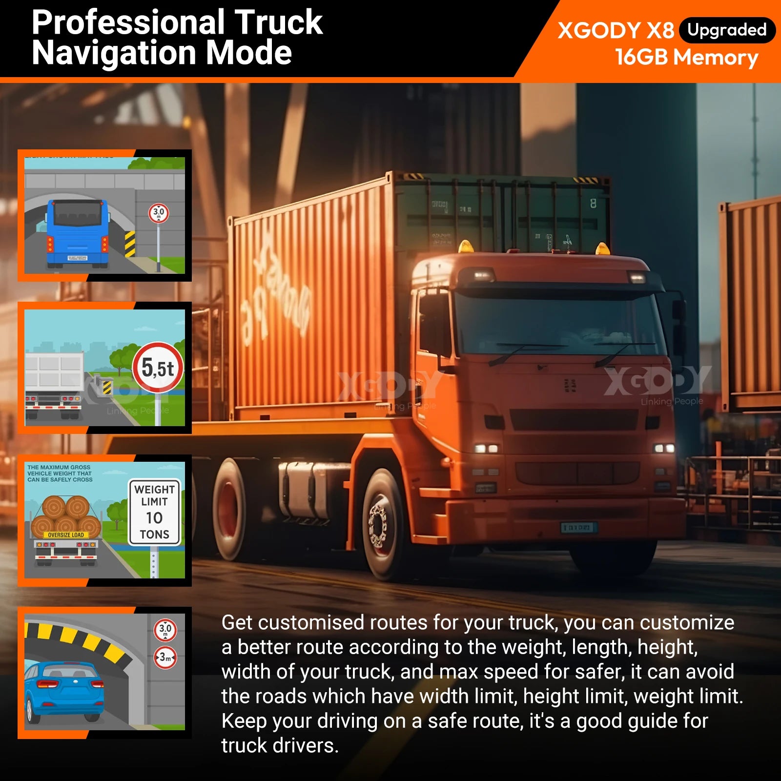 9 Inch Truck GPS Navigation with UK & Europe Maps