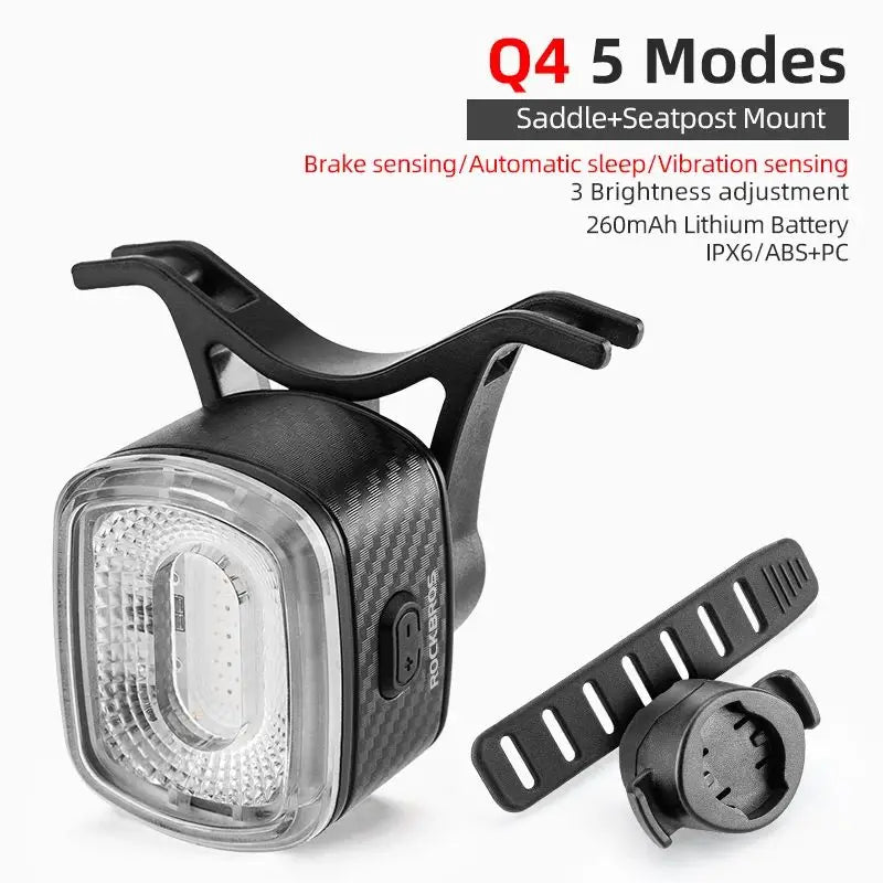 Smart Bicycle Brake Light with Auto Stop & USB-C Rechargeable