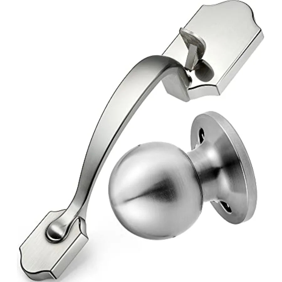 Front Door Handleset with Orbit Knob Satin Chrome Entry Handle