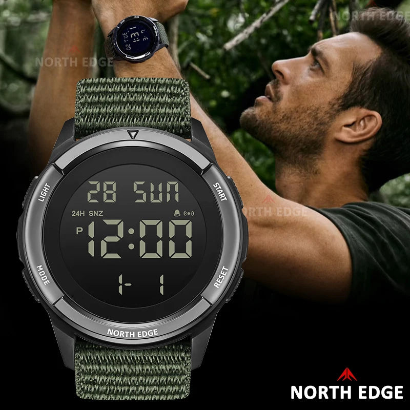 NORTH EDGE 2026 TERRAX Herrenuhr Digitaluhr Outdoor-Sport Schwimmen Wasserdicht 50M Stoppuhr Countdown Elektronische Uhr Für Herren