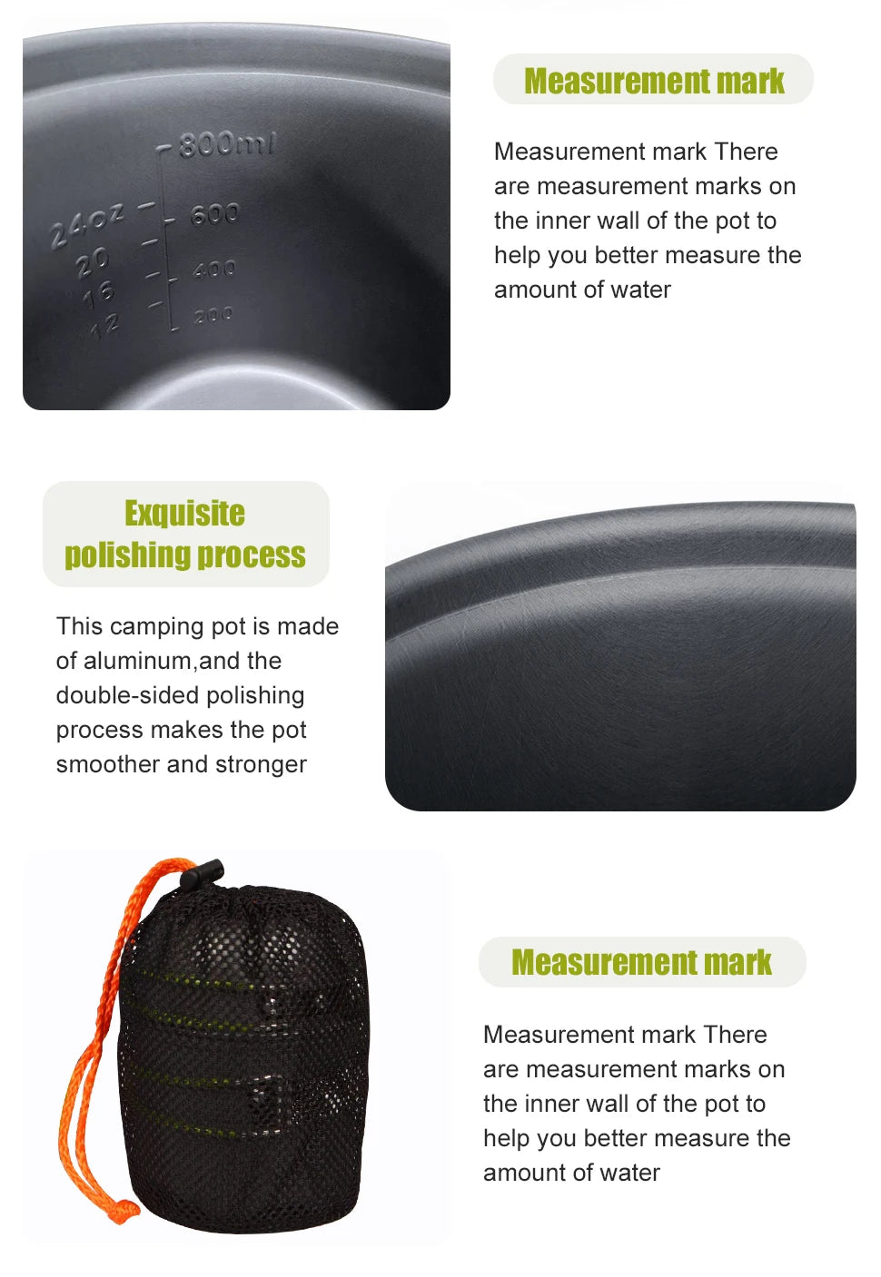 Camping Pot with Non-Stick Surface and Foldable Handle