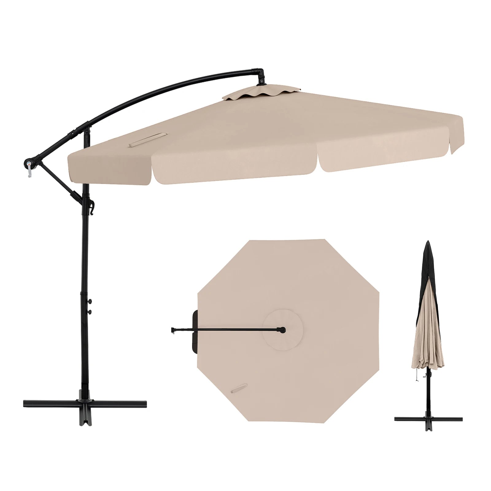 10 ft Offset Hanging Patio Umbrella with Cover