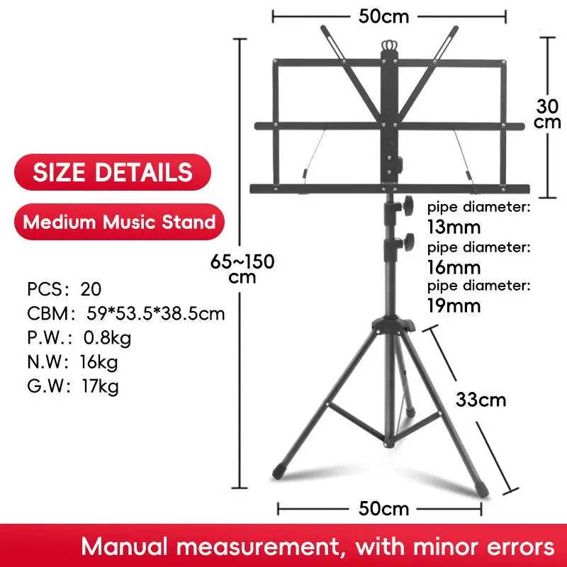 2-in-1 Folding Sheet Music Stand and Desktop Book Stand, Black