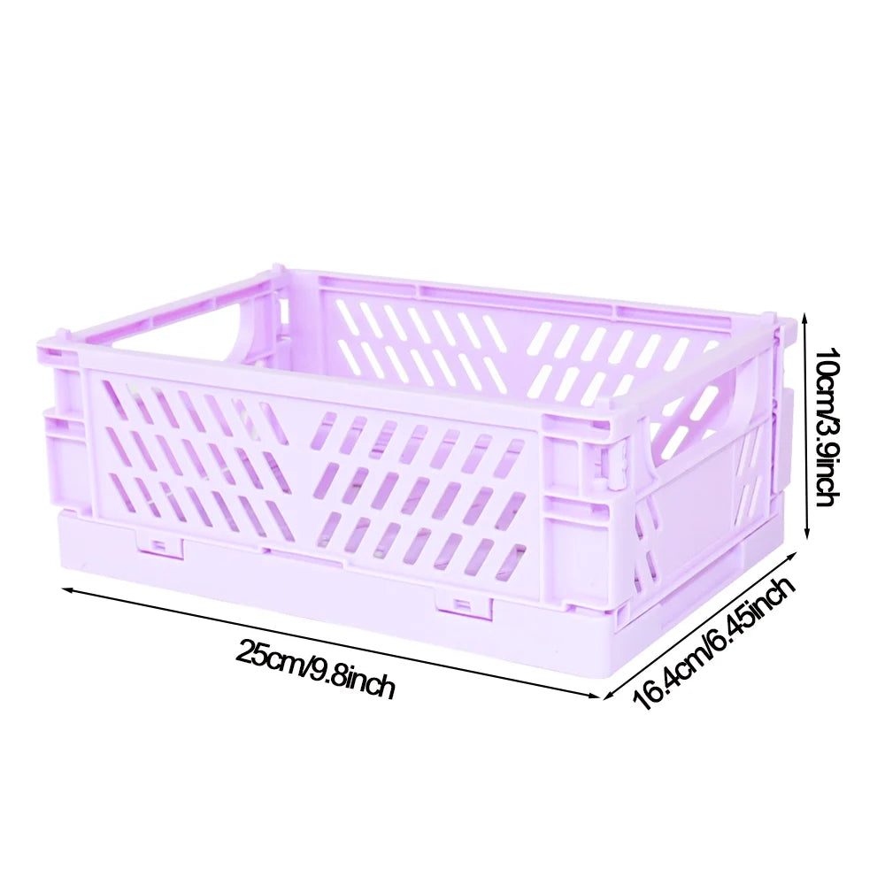 Foldable Plastic Storage Basket, Size and Style Options