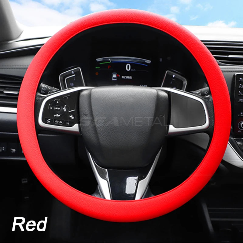 SEAMETAL Silica Gel Steering Wheel Cover Full Surrounded Elastic Car Steer Wheel Protector Anti Slip Universal for 33cm-40cm