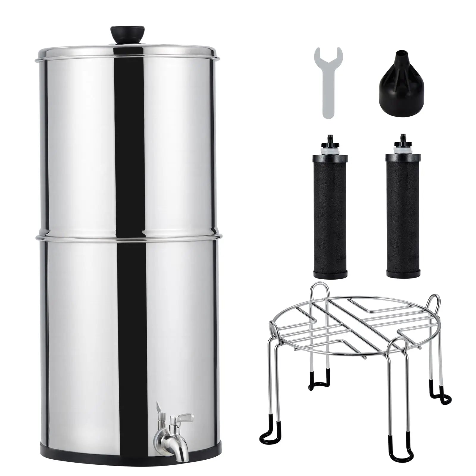 304 Stainless Steel Water Filter System with 2 Carbon Filters, 2.25 Gallon