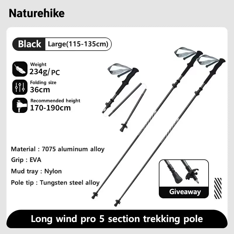 Carbon Fiber Trekking Poles Adjustable 103–135cm Ultralight Hiking Sticks