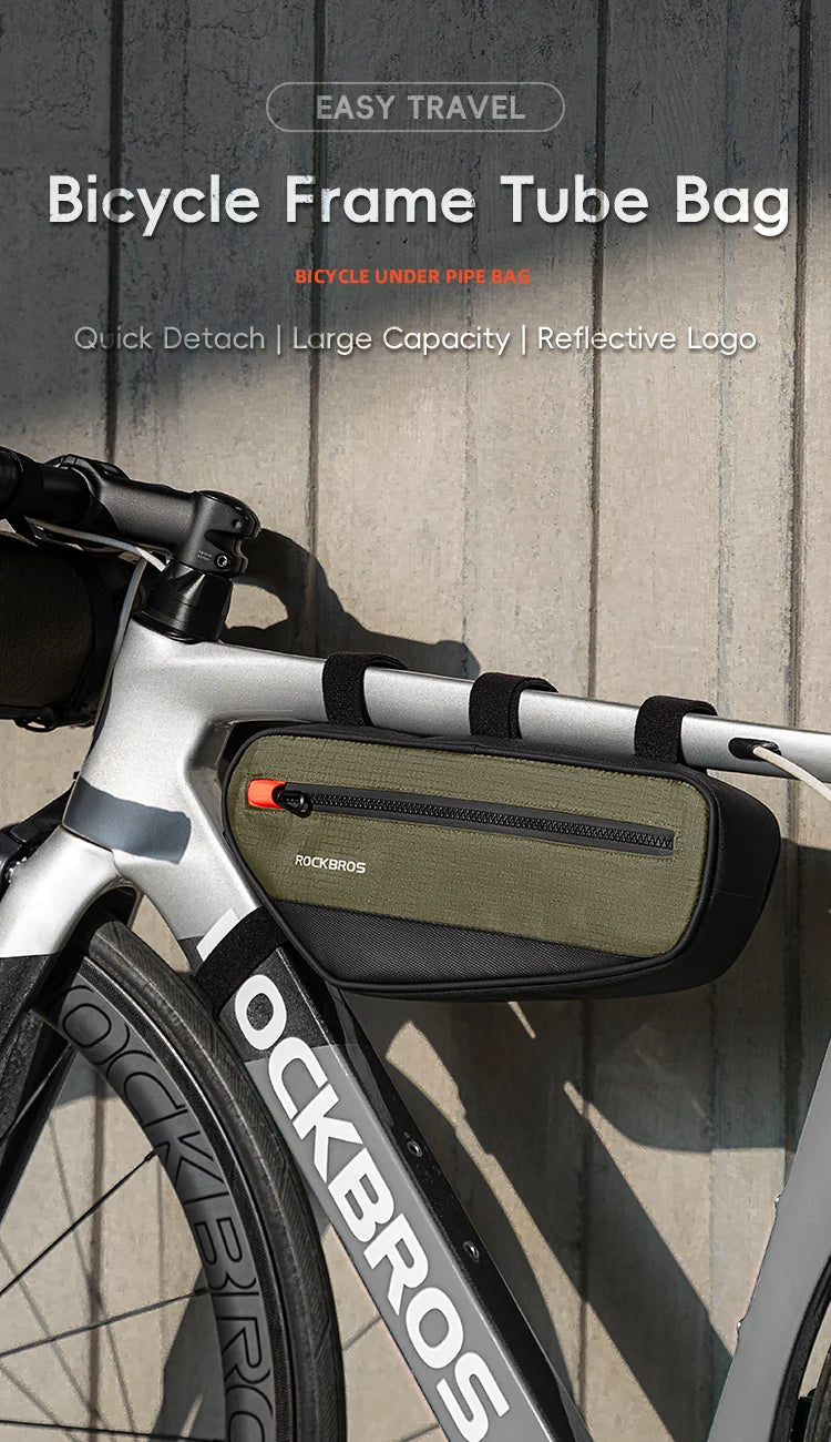 Bike Frame Tube Bag 1.7L with Reflective Design and Easy Mount