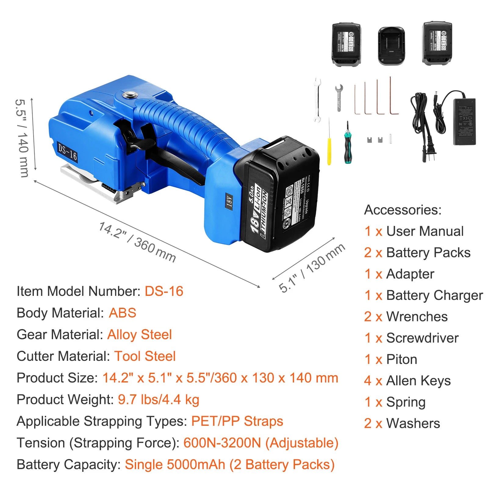 SucceBuy Automatic Electric Strapping Machine Portable Powered Banding Tool for 0.35"-0.63" PP PET Straps Packaging Box Pallet