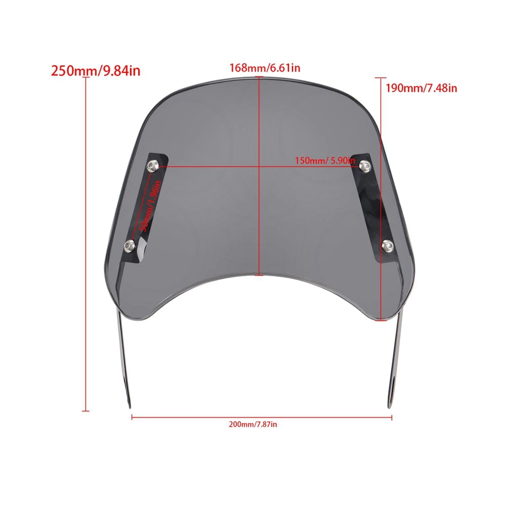 For Yamaha Kawasaki Suzuki Cafe Racer For Harley Honda Motorcycle Universal Black Windshield Wind Deflector Windscreen Fairing
