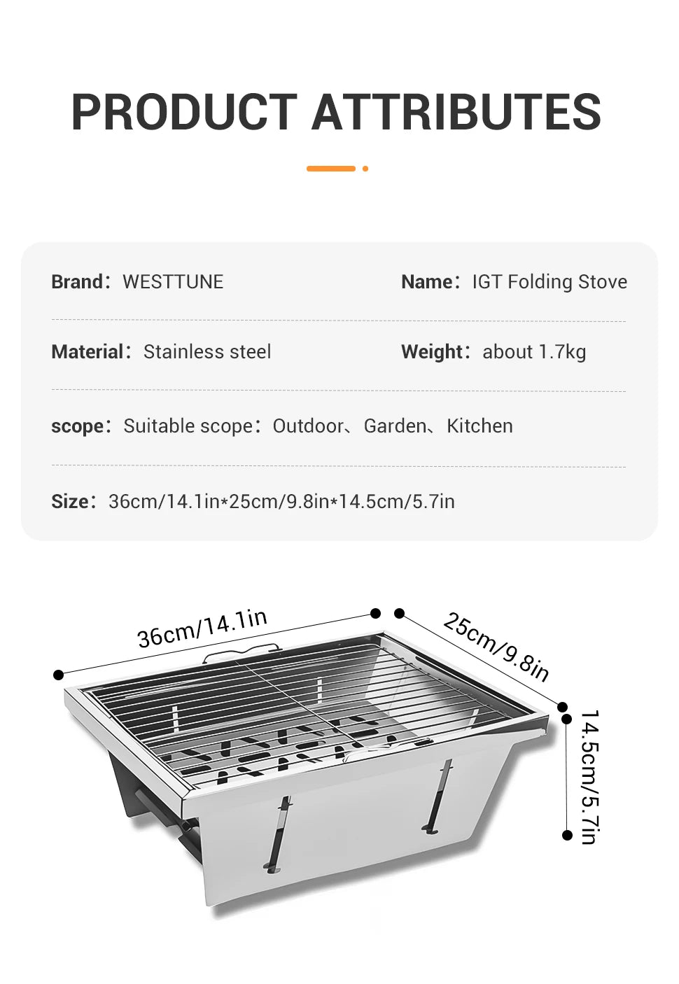 IGT Barbecue Grill Folding Charcoal Stove for Camping