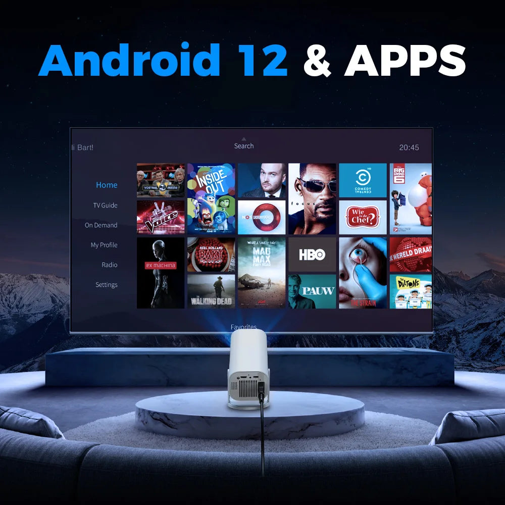 Έξυπνος Μίνι Προβολέας 4K με Android 12 και Περιστρεφόμενο Σχέδιο