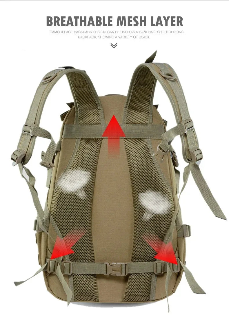 Tactical Backpack with Reflective Strips and 20-35L Storage