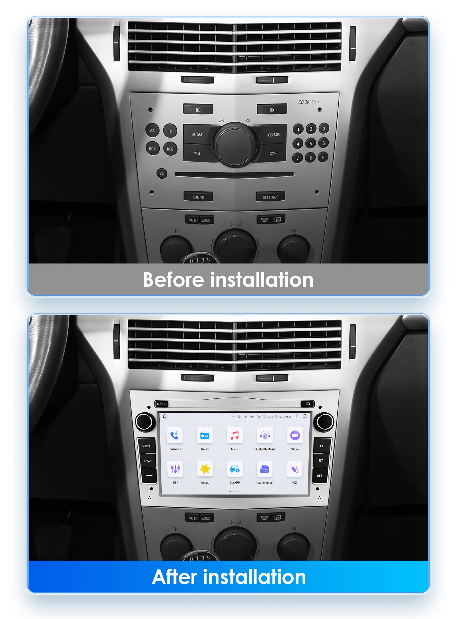 HIZPO 7-Inch Android Car Radio with CarPlay for Opel