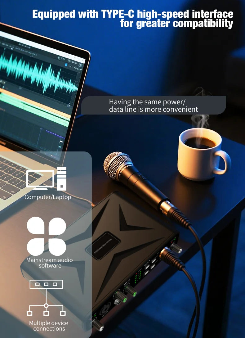 EM-02 USB Audio Interface met Microfoonvoorversterker