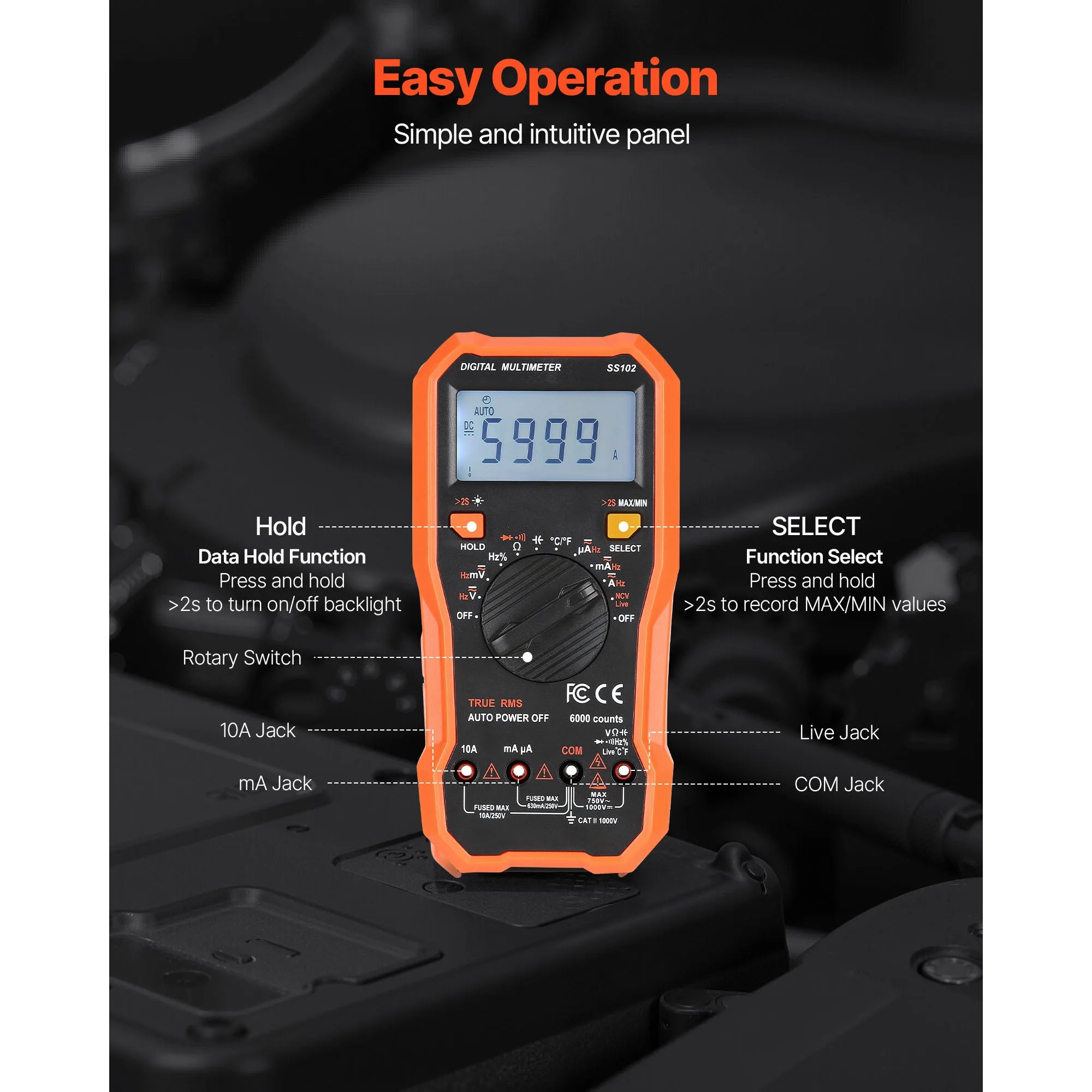 Digital Multimeter 6000 Count TRMS Auto-Ranging Voltage Tester