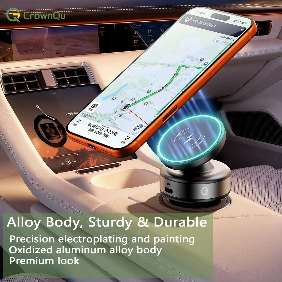 CZ18 Wireless-Charging Phone Mount with Vacuum Base