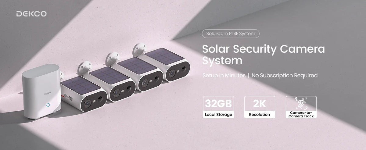 Dekco 3MP Solar Camera System 4 Cam Kit Wireless Camera System Outdoor 5000mAh Battery Wifi Camera AI Detection CCTV Camera Set