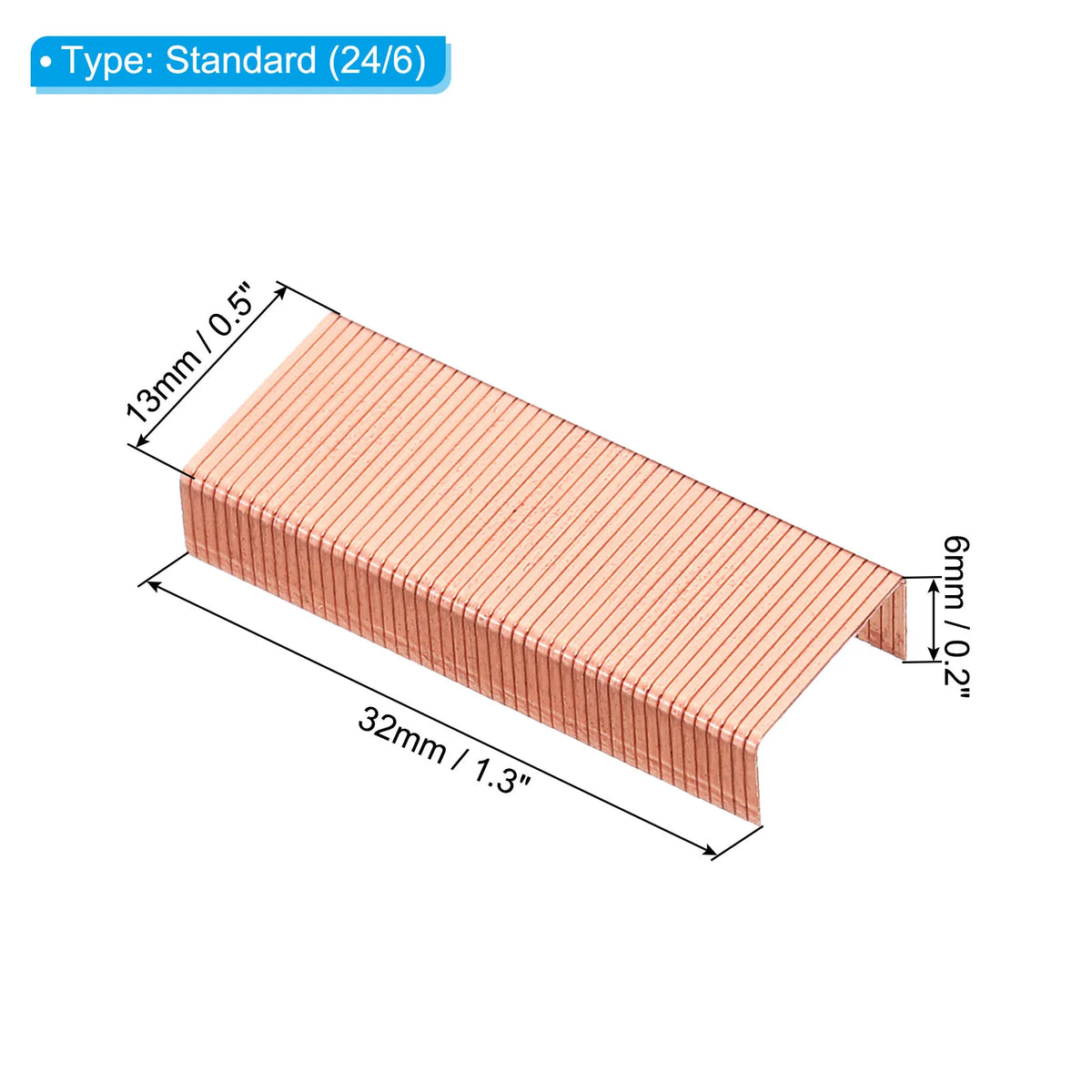 Rose Gold 24/6 Staple Refills, 2,000 Pieces