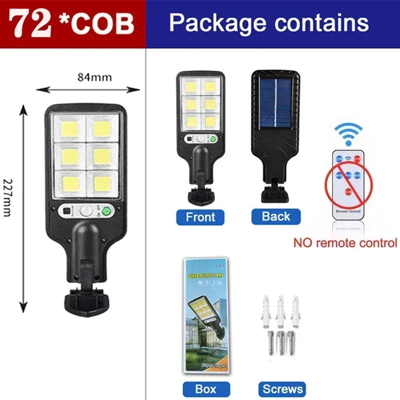 Powerful LED Solar Outdoor Led Courtyard Wall Lamp 3 Modes Human Body Induction Garden Terrace Garage Door Street Lighting